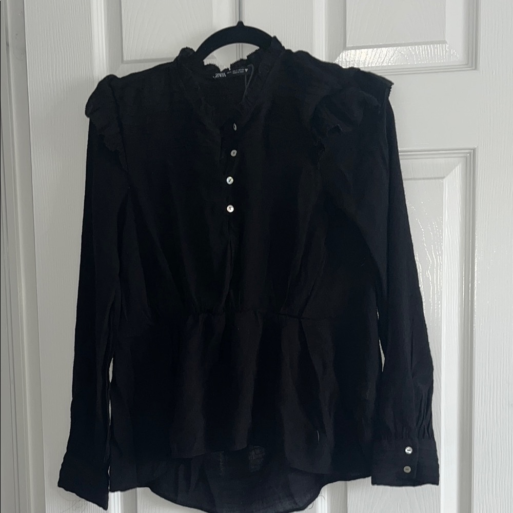 Black Ruffled Women's Top